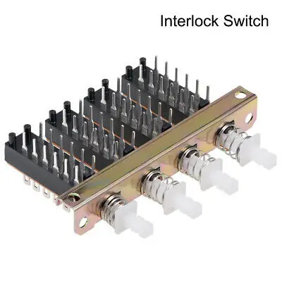 Interlock Push Button Switch Piano Type 4PDT 12 Pin 4 Row