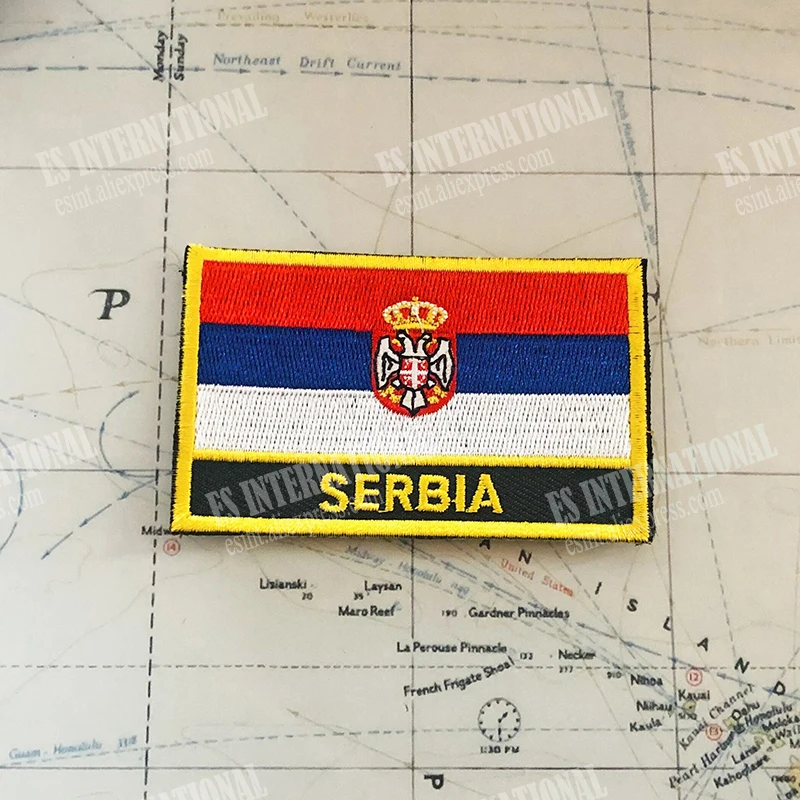 SERBIA National Flag Embroidery Patches Badge Shield And Square Shape Pin One Set On The Cloth Armband Backpack Decoration Gifts