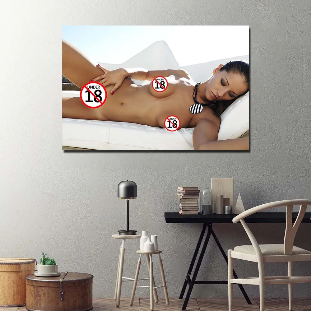 Sexy Model in Sunbathing Picture Wall Art Posters and Prints Canvas Painting For Living Home Decor