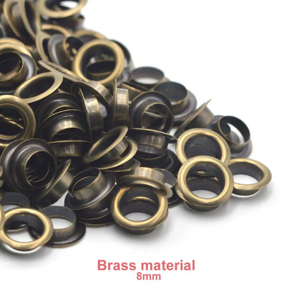 100sets 8mm Brass Material Bronze Grommet Eyelet With Washer Fit Leather Craft Shoes Belt Cap Bag Diy Accessories Wholesale