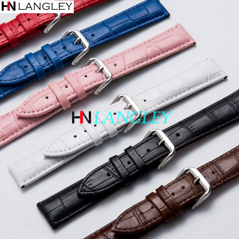 Full Size General Leather Watch Bands Six Color 10/12/13/14/15/16/17/18/19/20//22/24 mm Size Replacement Watch Strap With Tool