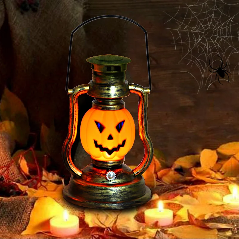 

Pumpkin Skull Oil Lamp Horror Prop Pony Hanging Ghost Lantern for Halloween Decoration Home LED Light Holiday Bar Party Gift D75