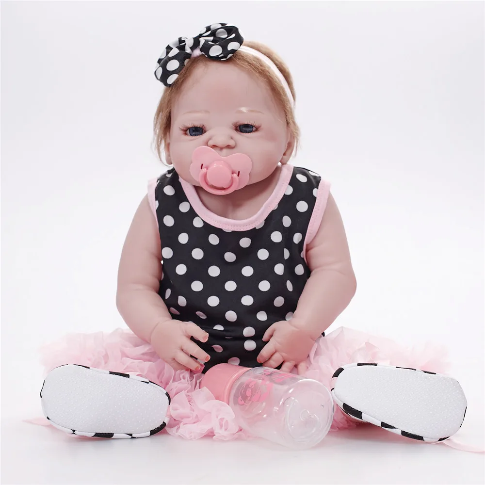 

55cm Full Silicone Reborn Baby Doll Toy Vinyl Newborn Babies Girl Bonecas Bebe Doll lovely Bathe Toy Play House Toy Fashion Gift