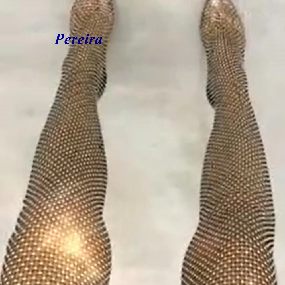 Jeweled Thigh High Heels Pointed Toe Over The Knee Boots Newest Fashion Women Shoes 2021 Hot Sale Luxury Bling Bling Big Size