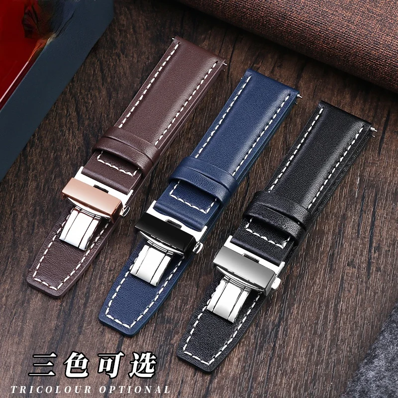 Genuine Leather Watch Strap for Citizen Eco-Drive BM7140-11L CA4031-07L Blue Angel Business Leather Watch Band 22