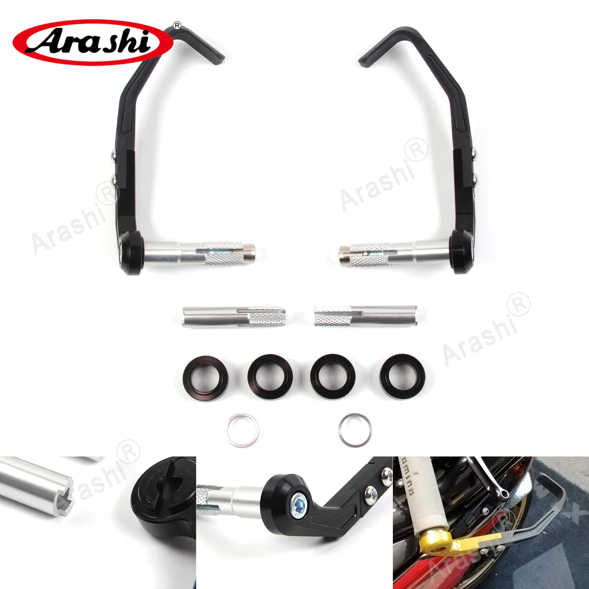 Arashi 1 Set Street Bike CNC Balancing Lever Brake Clutch Levers Proguard System Guard Protector 22mm Handlebars For SUZUKI