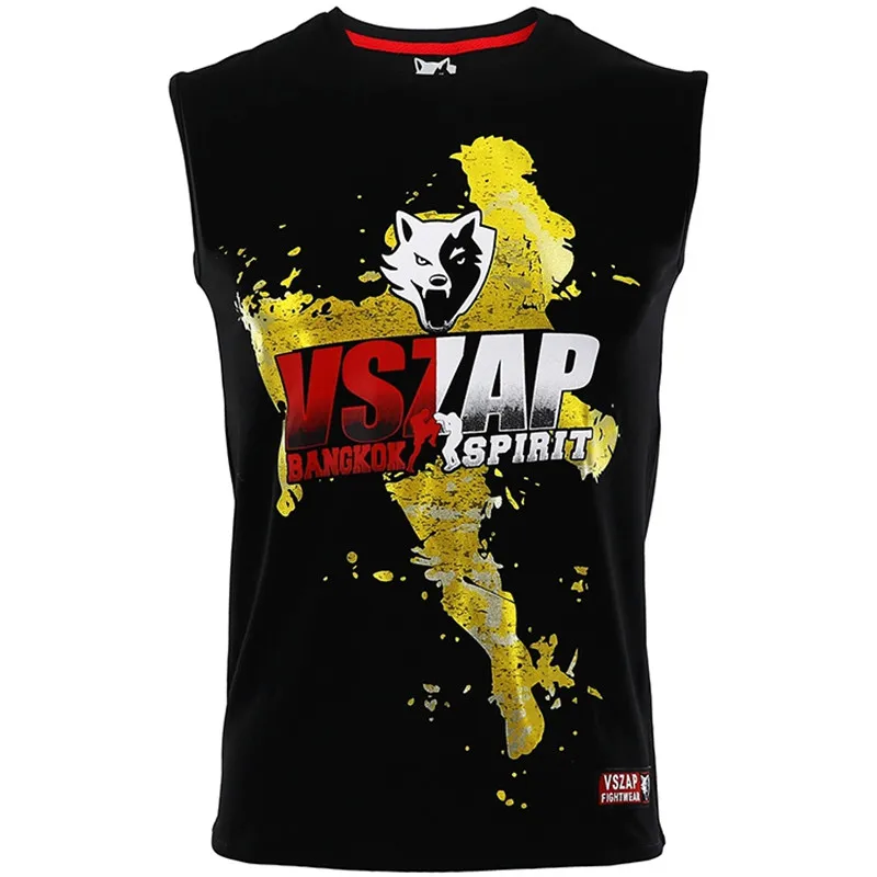 VSZAP-Boxing Top Tank for Men, MMA Muay Thai, Sleeveless Gym Sports , Practice T-shirt, Kick Kickboxing Vest, Boxing Jerseys