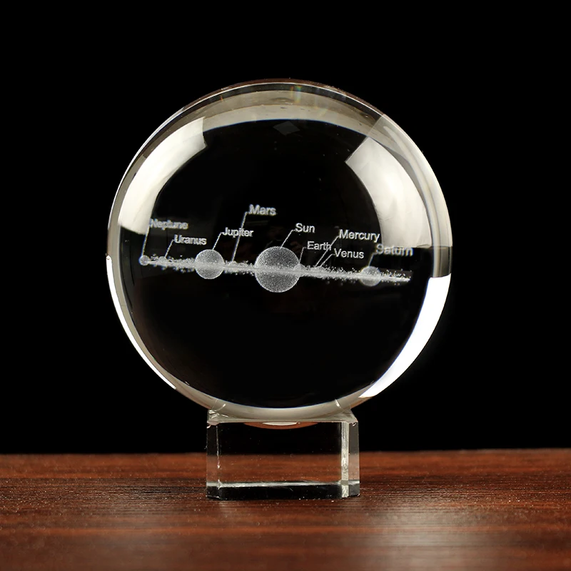 60MM80MM 3D Crystal Solar System Ball Planets Glass Ball Laser Engraved Globe Miniature Model Home Decor Astronomy Gift - Image 2