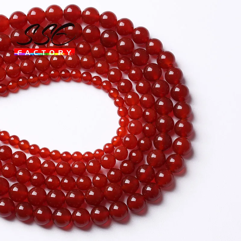 A+ Natural Red carnelian Agates Stone Beads For Jewelry Making Round Loose Onyx Beads DIY Bracelet Accessories 4 6 8 10 12mm 15\