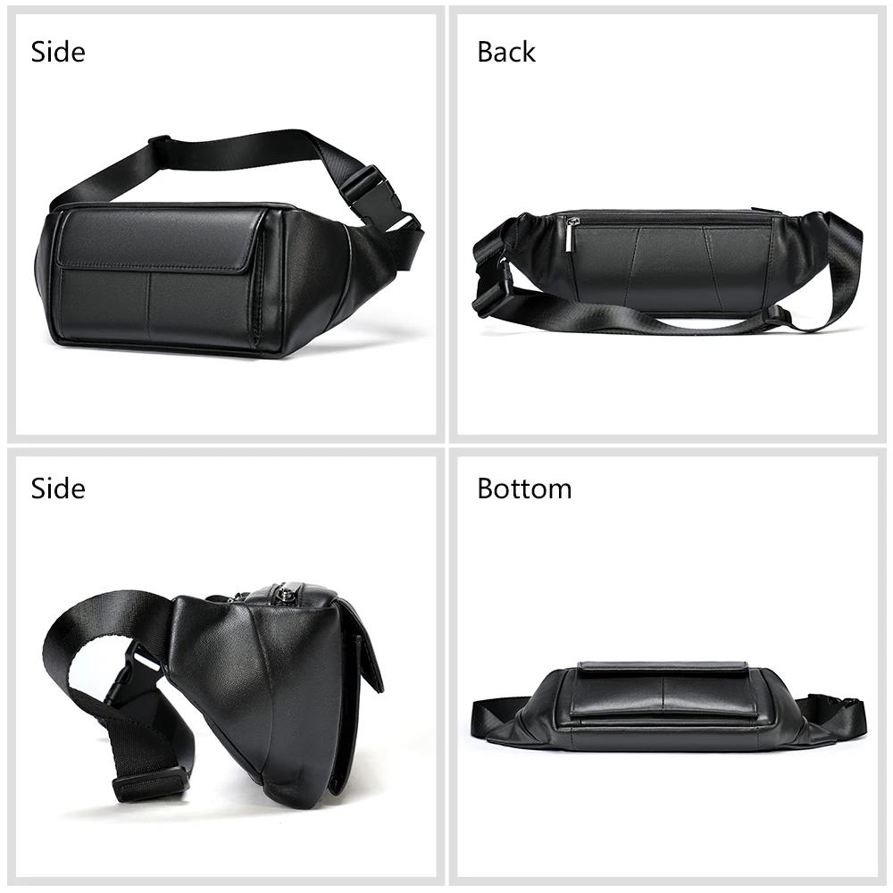 MVA-riñonera de cuero genuino para hombre, Bolso pequeño de viaje, a la moda, 7312