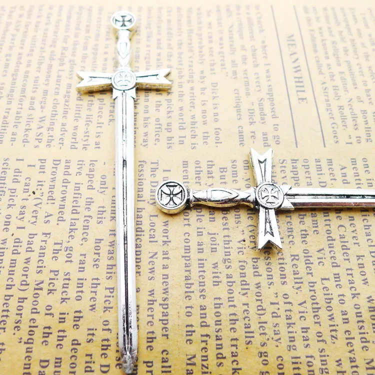 4 PCS/Lot 25mm*91mm wicca Antique Silver Color sword Charm Handcraft For DIY Jewelry Making