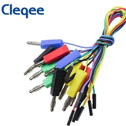 Cleqee P1530 10PCS Dupont Female Head Jumper Wire To 4mm Stackable Banana Plug for Breadboard PCB DIY Kit