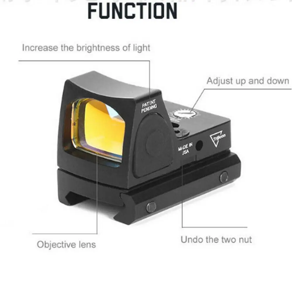 Red Dot Sight RMR 3.25 MOA Pistol Scope Collimator with Glock Mount for Handguns Shooting Adjustable Brightness