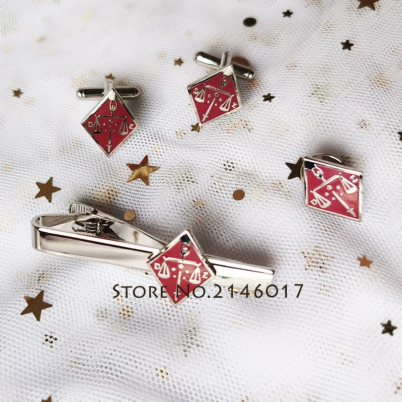 

1 Set Scottish Rite 16th Degree Freemason Lapel Pin Masons Masonic Cufflink Tie Clips Princes of Jerusalem Rhombus Enamel Badge