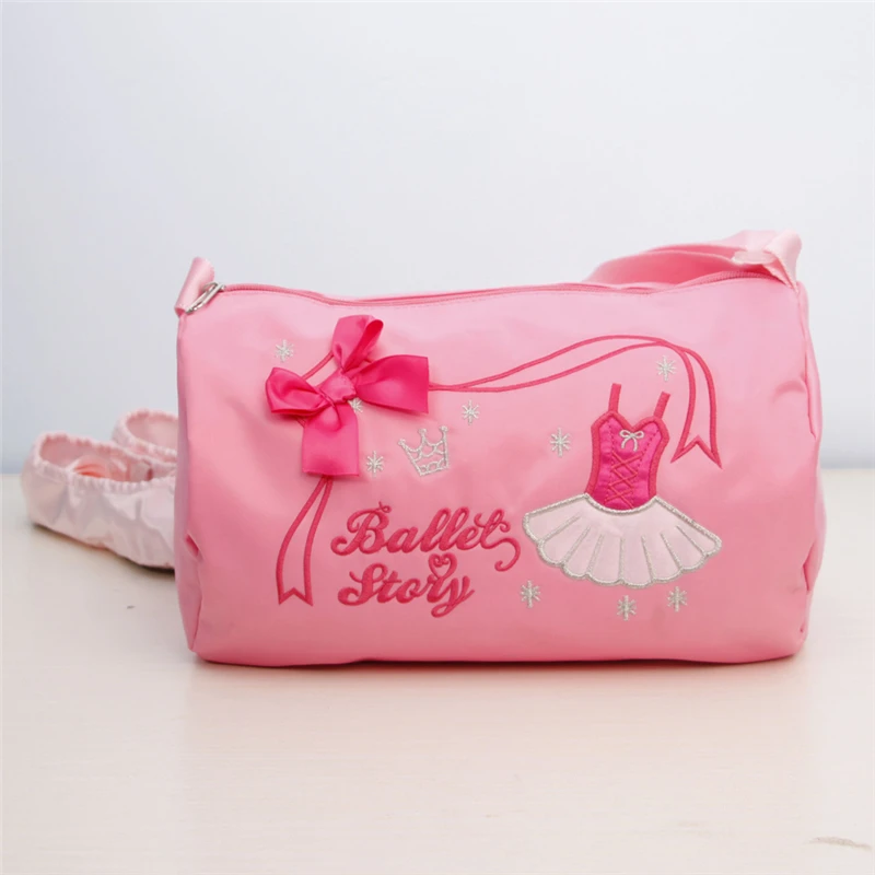 Cute Pink Embroidered Ballet Dance Bags, Girls Sports Dance Cross Body Bag,Girls Shoulder Bag, Handbags for Clothes Shoes Dress