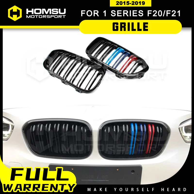 Front Grille for BM-W 1 Series F20 F21 Front mesh Carbon Grille ABS Grille Tri-Colours Grille for 1 Series front bumper mesh