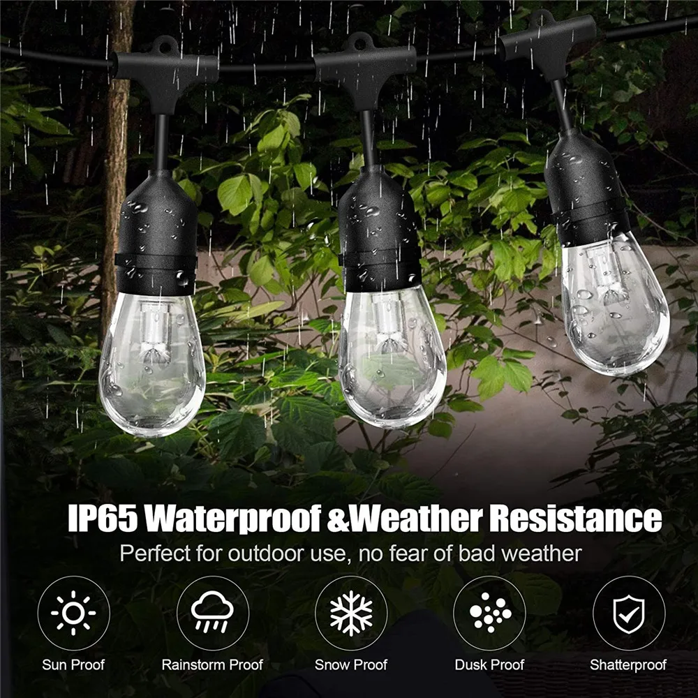 S14 LED Bulb String Lights Connectable Festoon 5M 10M Waterproof Outdoor Fairy Light String For Wedding Garden Patry Decorate