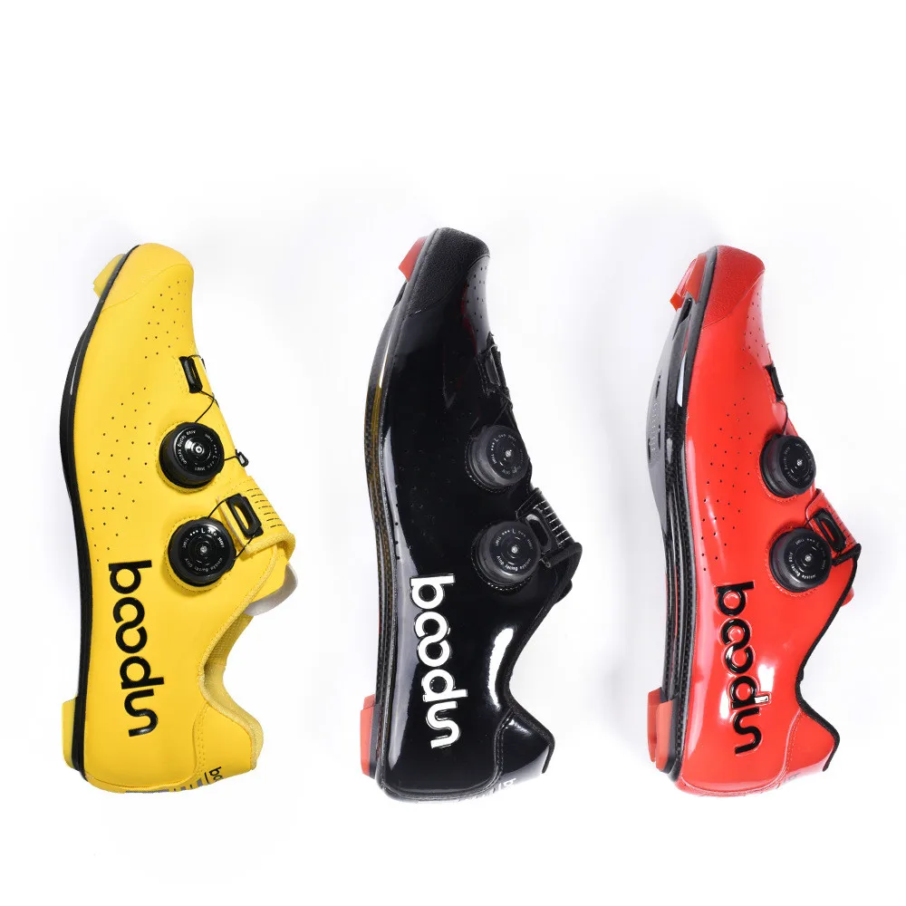 BOODUN New Road Cycling Shoes Carbon Fiber Self-Locking Ultralight Breathable Wear Non-slip professional Bicycle Racing Shoes