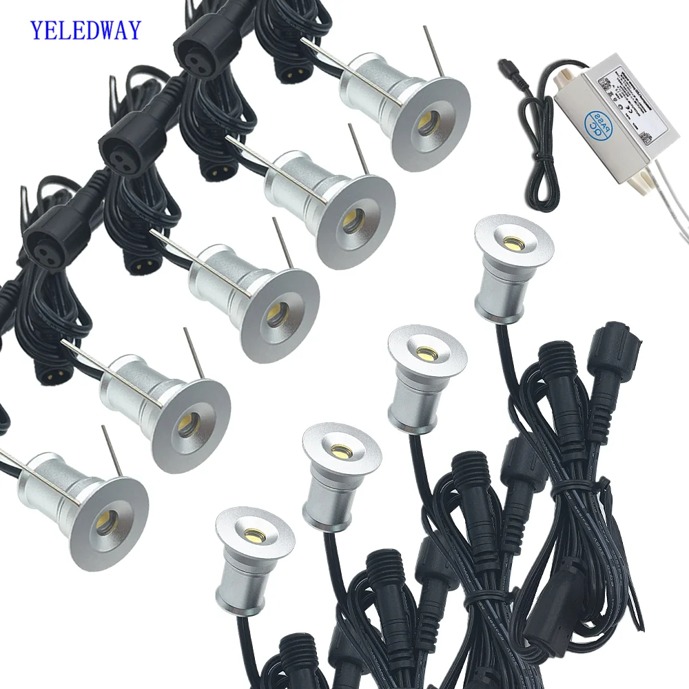Outdoor 15MM LED Deck Light with Driver 12V Underground Lamp 1W Garden Stair Pathway Yard Landscape Lights Waterproof Spot Light