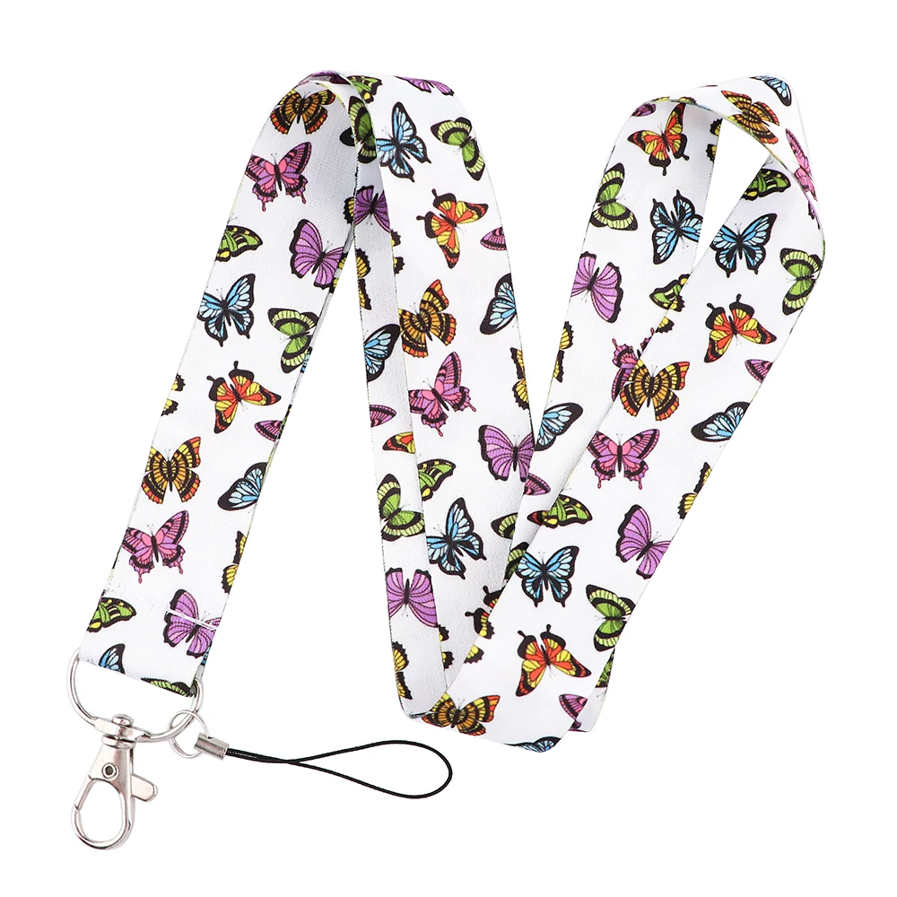 YL103 Butterfly Lanyards ID Card Badge Holder Keychain Classical Style Ribbon Mobile Phone Hang Rope Lariat Neck Straps Gifts