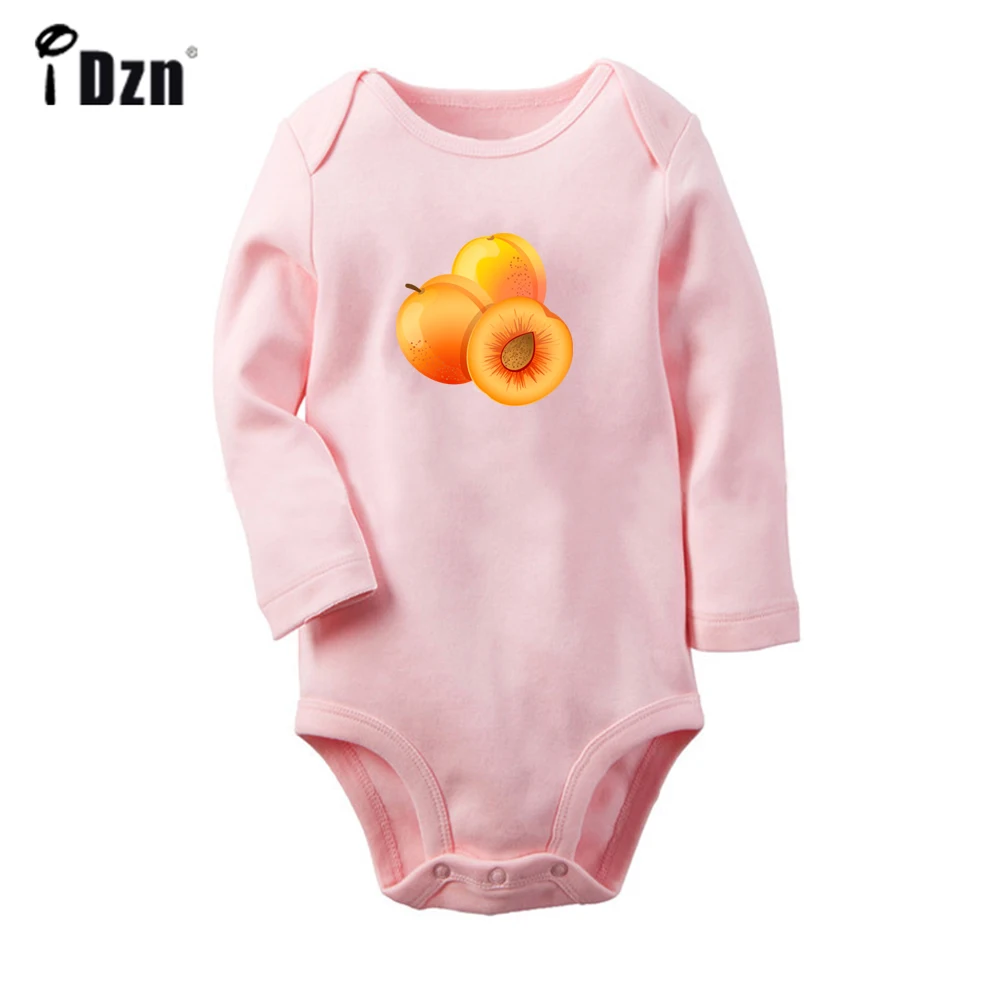 

Spring Autumn Baby Boys Rompers Baby Girls Cute Bodysuit Newborn Fruit Apricot Peach Long Sleeves Jumpsuit Soft Cotton Clothes