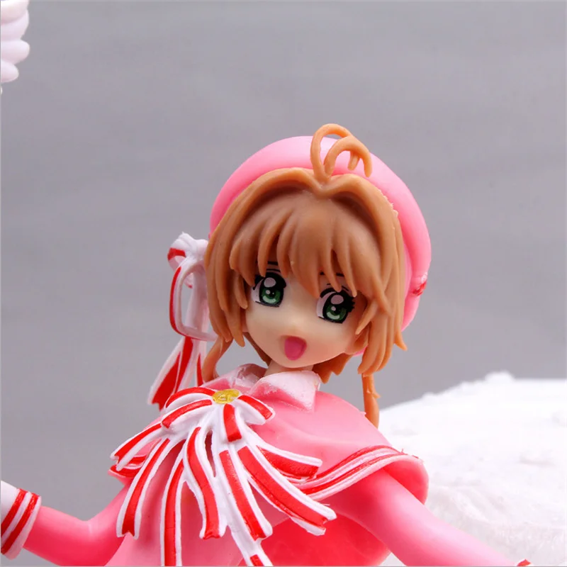 Anime śliczny różowy Captor karty SAKURA PVC Action Model figurki PVCMagic różdżka dziewczyny rysunek ciasto dekoracje domu prezent