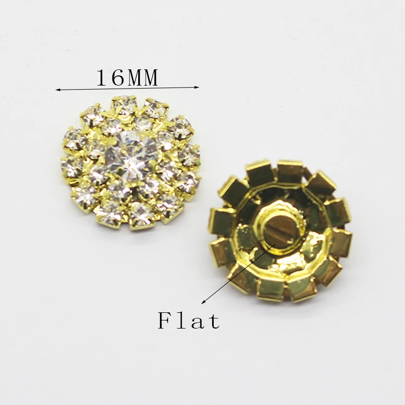 10Pcs/Set 16MM Round Rhinestone Buttons, Decorative Ornaments At The Floral Center Hand-Work DIY Craft Decoration Accessories