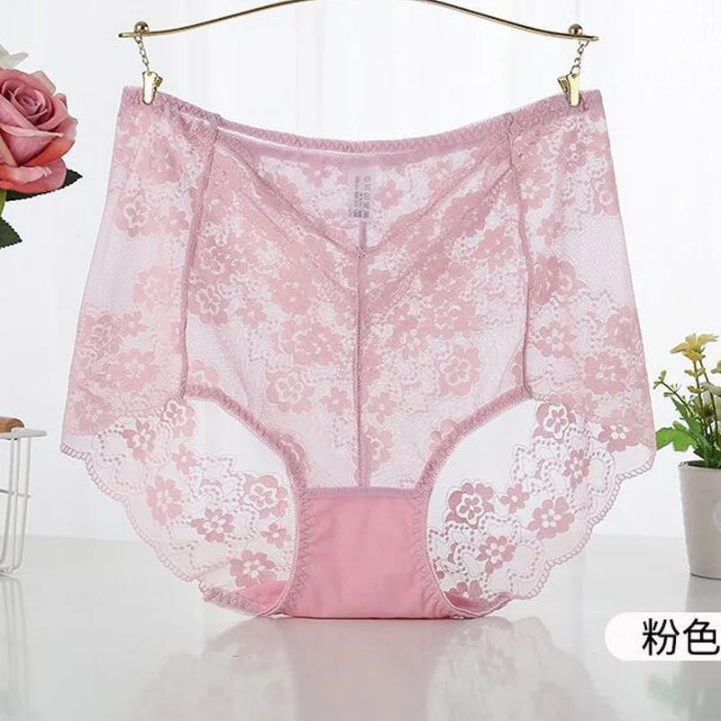 AS73 Soft Mesh Big Briefs Summer Sexy Lave  Ultra-thin Transparent Panties High Waist Seamless Women Underwear Plus Size 5XL