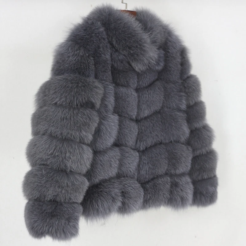 Luxury Winter Jacket Women 2020  Real Fur Coat Natural Big Fluffy Fox Fur Outerwear Streetwear Warm Stand Collar Removable Vest