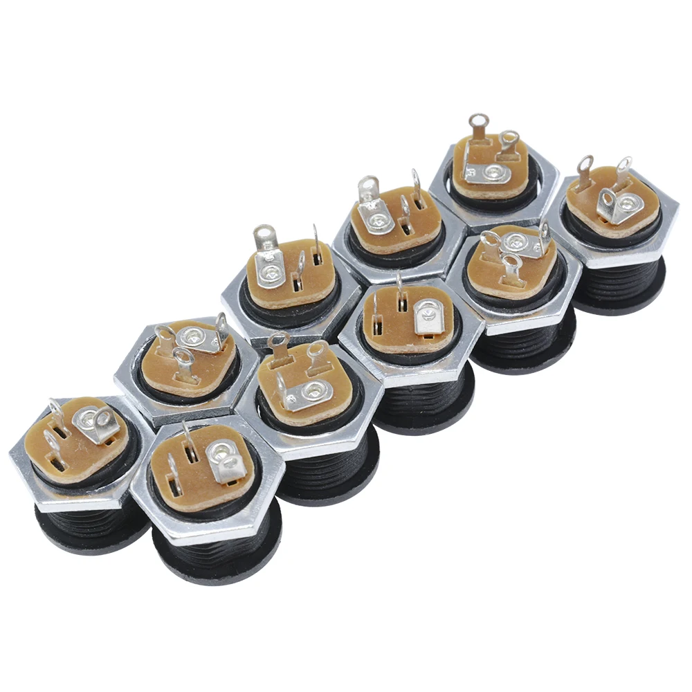 10Pcs 5.5x2.1mm DC Power Supply Female Jack Panel Mount Connector 5.5*2.1mm DC Socket 2 Leg Terminal Plug Adapter Connectors