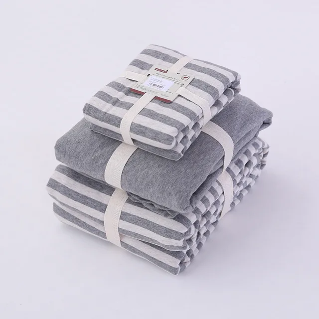 Sweam Stripe 3/4 Pcs Bedding Set Bedclothes  Bed Linens Duvet Cover Set Bed 3/4 Pcs Sheet Pure cotton Home Textile Pillow