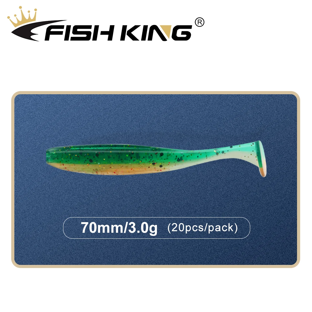 السمك الملك 20 قطعة/الحزمة سهلة شينر الصيد السحر 75 مللي متر/3 جرام Wobblers الكارب الصيد طُعوم لينة سيليكون الاصطناعي مزدوجة اللون الطعوم #2