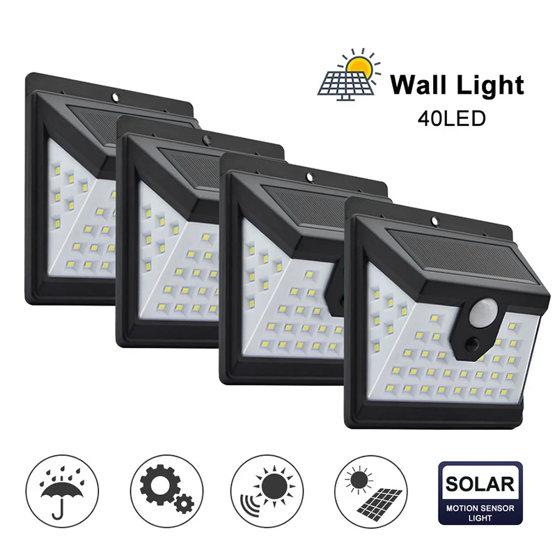 Imagem -03 - Led Luzes Solares Lâmpadas de Iluminação ao ar Livre Alimentado Luz Solar à Prova Impermeável Água Pir Sensor Movimento Rua Luz Led para a Decoração do Jardim Novo