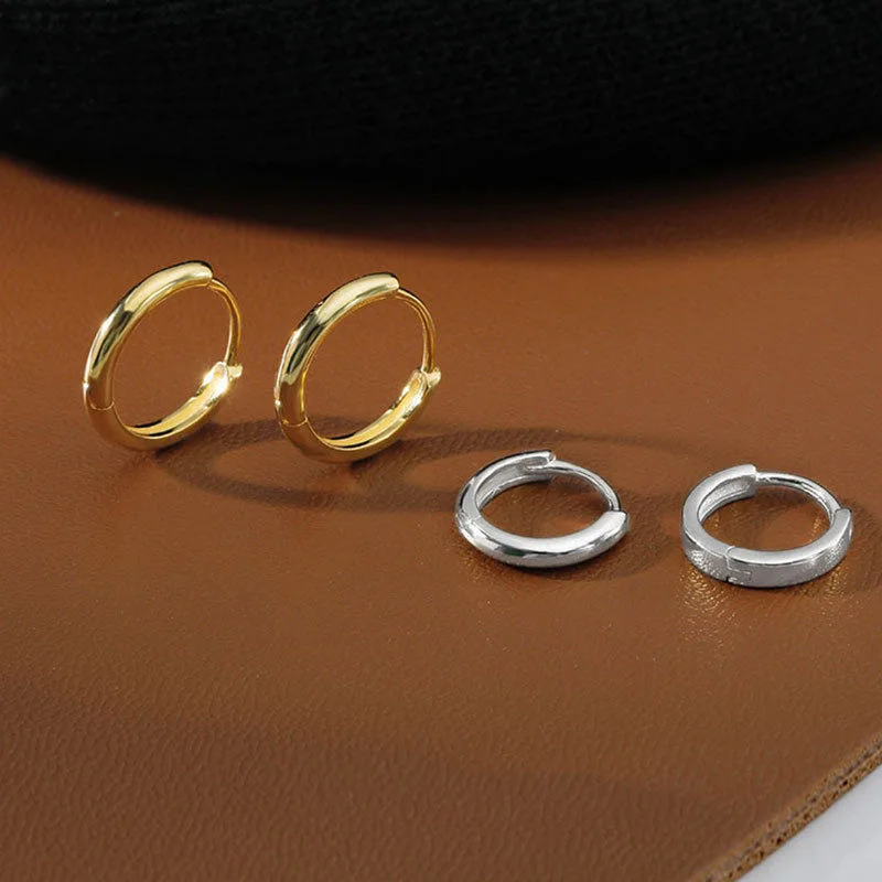 Fashion Gold Color Stainless Steel Round Hoop Earrings for Women Round Ear Buckle Punk Charm Earring Minimalist Jewelry Brincos