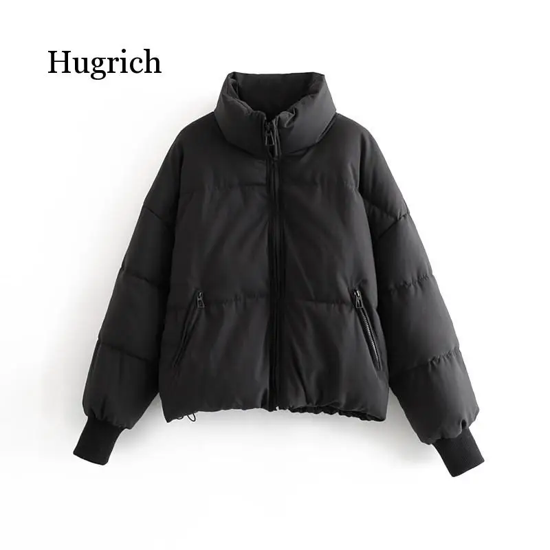 Fashion Stand Collar Parkas Women Thick Warm Winter Bubble Coats Female Khaki Jackets Pockets Zipper Simple Overcoats