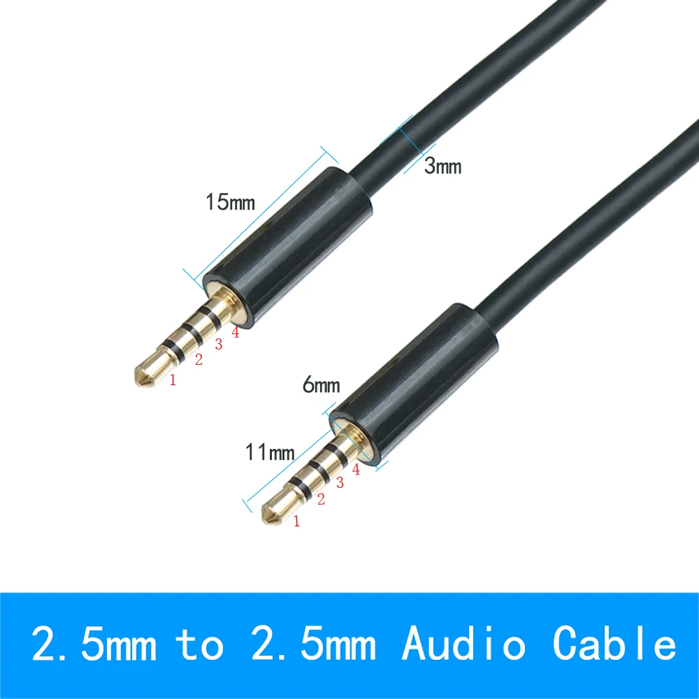 8M 4 polak 2.5mm do 2.5mm kabel audio-wideo Jack 2.5 męski kabel