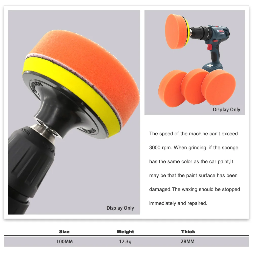 5Pcs 4 inch 100MM Buffing Sponge Pad Orange Sponge Rubbing Ruber Scouring Pad All Purpose for Car Bathroom Kitchen