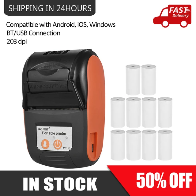 GOOJPRT PT-210 BT Wireless Thermal Portable Printer 203dpi Handheld 58mm  Receipt Printer for Retail Stores Factories Logistics - AliExpress