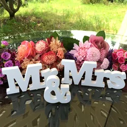 English Letters Wood Decoration Crafts, Wedding Props, Mr and Mrs, Wedding Stage, Valentine's Day, 3Pcs