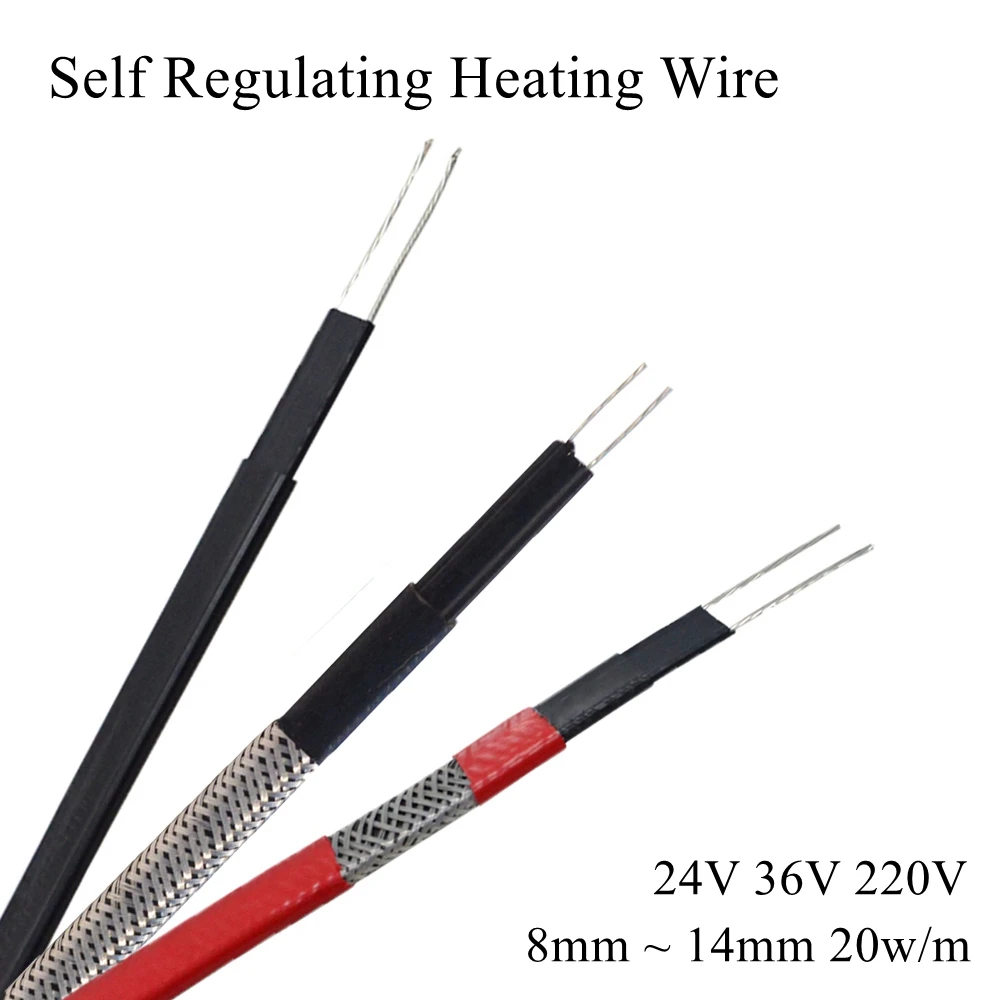 

Self Regulating Heating Cable PVC Sheath Electric Wire Line Freeze Protection Dry Water Pipe Frost Roof Snow Sewer Outdoor 220V