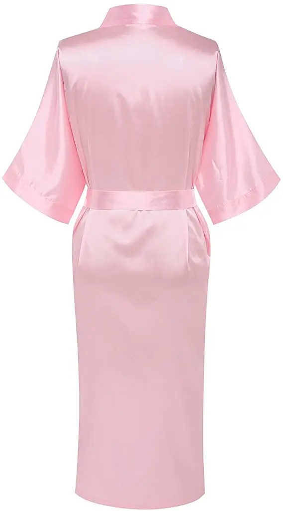 Sexy women extra long bathrobe Silky Satin robe Charming Women\'s Lengthened Casual Bathrobe Long Sleeved Robe Homewear