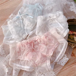 ropa mujer sexy lingerie underwear women 3D rose Mesh simple sweet cute girly panties briefs lenceria sensual mujer bragas tanga