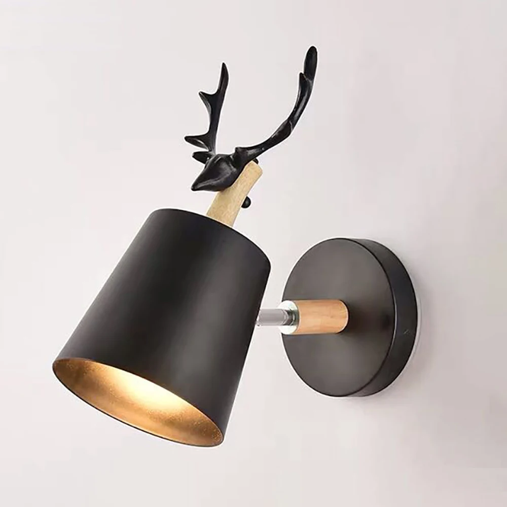 

LED Antlers Wall Lamp Colorful Wooden Nordic Vintage Modern Loft Children's Room Bedroom Parlor Bedside Stair Home Lights