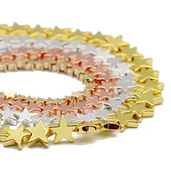 BTFBES Pentagram Star Shaped Hematite Natural Stone Gold Color Plated Loose Spacer Beads For Jewelry Making DIY Bracelet 4/6/8mm
