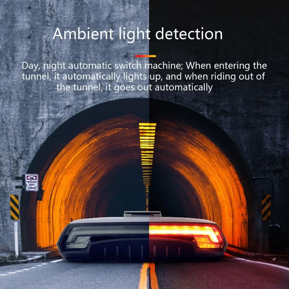

Износостойкий велосипедный задний фонарь, деликатный Интеллектуальный тормоз, несколько режимов работы, компактный для езды на велосипеде, 1 комплект