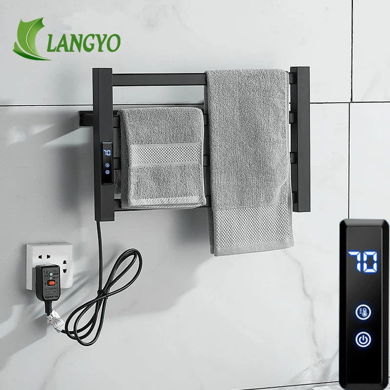 

LANGYO 45℃-70℃ Aluminum Intelligent Thermostatic Electric Heating Towel Rack Shelf For Bathroom Wall Mount