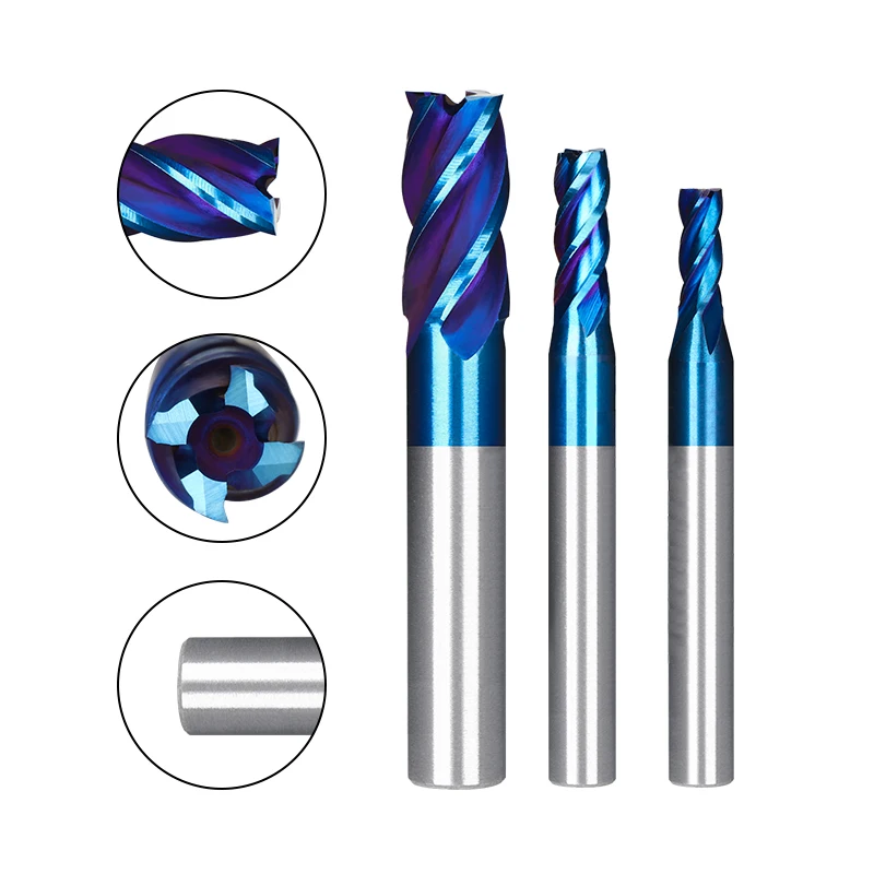 HSS End Mills 1pc 3-9mm HSS Metal Cutter Aluminum Milling Tool Milling Cutter CNC Router Bit 4 Flute End Mills