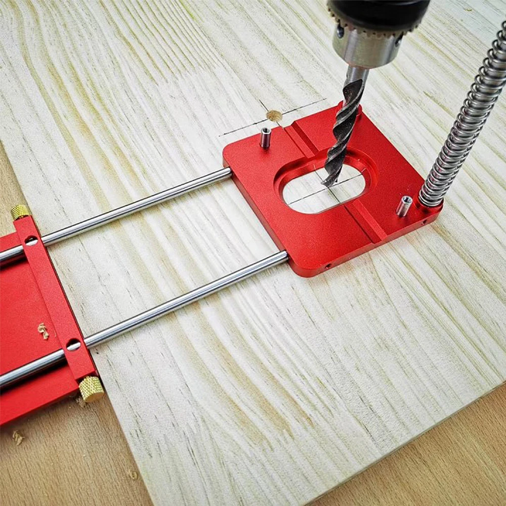 ALLSOME Drill Guide Locator Hole Bracket Adjustable Punch  Alloy Steel Template Drilling Furniture Bench DIY Tool Woodworking