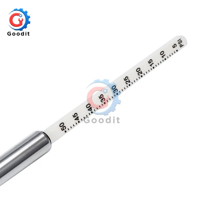 5-50 PSI Car Tire Pressure Gauge Portable Handheld Tire/Tyre Air Pressure Test Meter Pen Shape Durable Silver Emergency Use Car