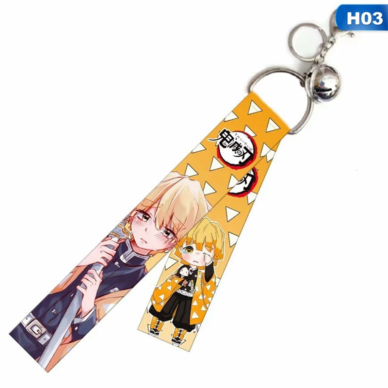 Anime Demon Slayer Keychain Kimetsu no Yaiba Kamado Tanjiro  Nezuko Shinobu Metal Ribbon Keychains Animation peripherals